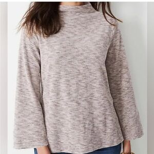 J. Jill Tunic Bell-Sleeve Boat Neck Velour Marled Brown Side Slit Pullover Large